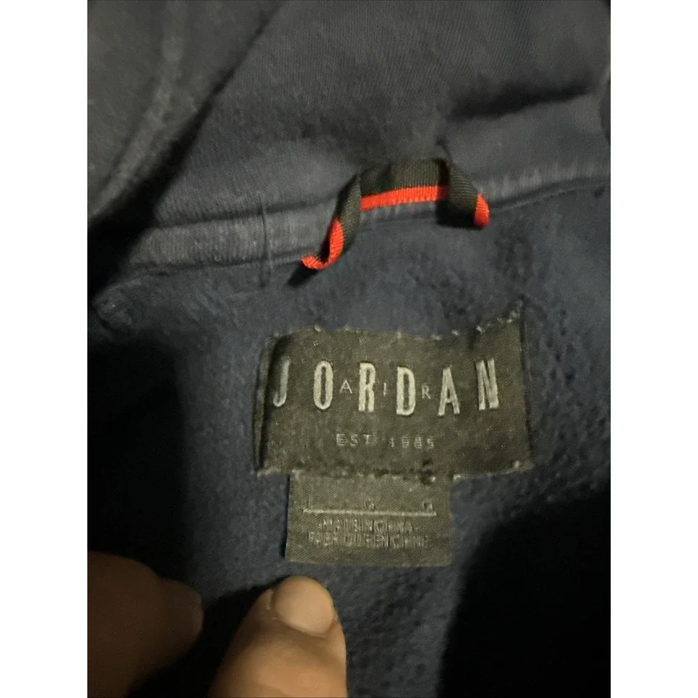 Jordan Hoodie Mens Large Blue Red Air Jumpman Spell Out Sweatshirt Sweater '